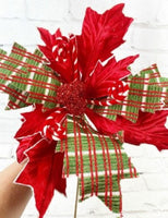 
              Red, White & Green Fabric Poinsettia Spray
            