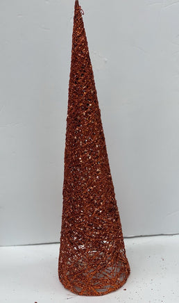 Orange Glittered Wire Cone Trees