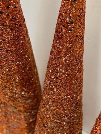 Orange Glittered Wire Cone Trees