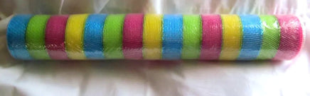 Deco Mesh 21"-Pink/Green/Blue/Yellow Striped-10 yds