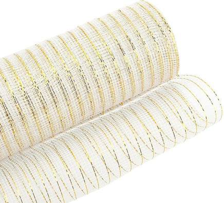 Deco Mesh 21"-Cream/Gold-10 yds