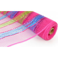 
              Deco Mesh 21"-Hot Pink/Blue/Green Striped-10 yds
            