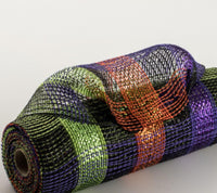 
              Deco Mesh 21"-Black/Purple/Green/Orange Striped-10 yds
            