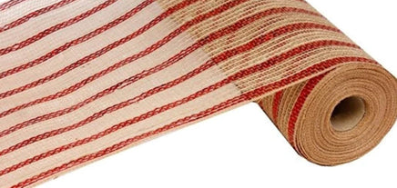 Deco Mesh 21"-Red/Jute Striped-10 yds