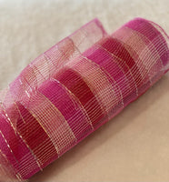 
              Deco Mesh 21"-Red/Pink/White/Silver Striped-10 yds
            