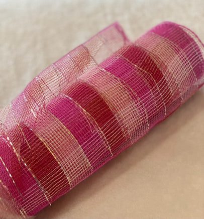 Deco Mesh 21"-Red/Pink/White/Silver Striped-10 yds