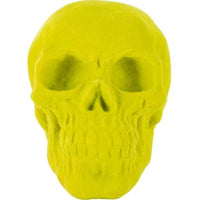 
              3.46" Neon Yellow Black Light Reactive Flocked Skull Decoration
            