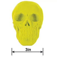 
              3.46" Neon Yellow Black Light Reactive Flocked Skull Decoration
            