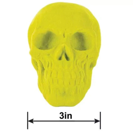 3.46" Neon Yellow Black Light Reactive Flocked Skull Decoration