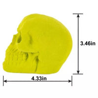 
              3.46" Neon Yellow Black Light Reactive Flocked Skull Decoration
            