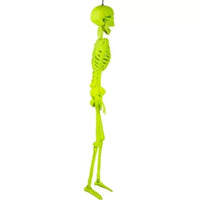 
              Neon Yellow Black Light Reactive Flocked Skeleton Hanging Decoration, 36in
            