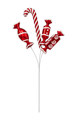 Peppermint Candy Pick – Red & White Holiday Pick