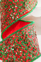 
              4"X5yd Red/Green Sequin Dupion Ribbon
            