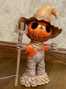 Light-Up Pumpkin Scarecrow Figurine Halloween Fall Decor Jack-O’-Lantern