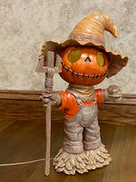 
              Light-Up Pumpkin Scarecrow Figurine Halloween Fall Decor Jack-O’-Lantern
            