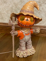 
              Light-Up Pumpkin Scarecrow Figurine Halloween Fall Decor Jack-O’-Lantern
            