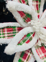 
              White, Red, and Green Houndstooth Poinsettia Floral
            