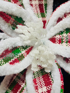 White, Red, and Green Houndstooth Poinsettia Floral