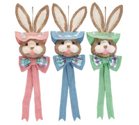 
              35" & 25"  Burlap & Fabric Hanging Bunny Heads
            