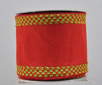 
              Red Checkered Dupion Ribbon-4"X10yd
            