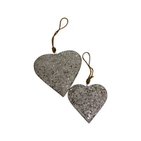 
              Silver & White Sequin/Beaded Heart- Set of 2
            