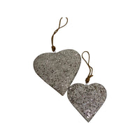 
              Silver & White Sequin/Beaded Heart- Set of 2
            