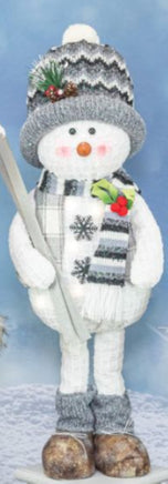 Ash Gray Snowman Stander with Lights