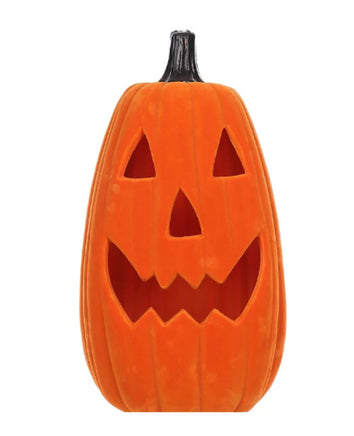 22" Pre-Lit Neon Flocked Pumpkin- Orange