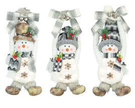 Ash Gray Snowman Doorknob Hanger with Lights