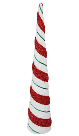 24" Red & White Swirled Cone Tree