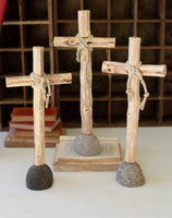 
              Set of 3 Wood Crosses on Rock Base
            