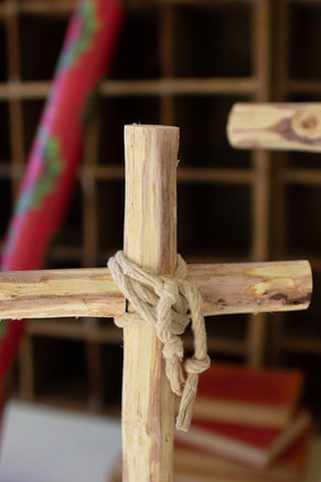 Set of 3 Wood Crosses on Rock Base