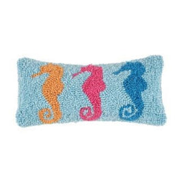 3 Seahorses Hooked Pillow