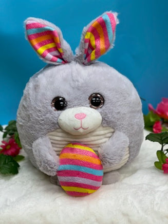 Plush Gray Bunny with Easter Egg