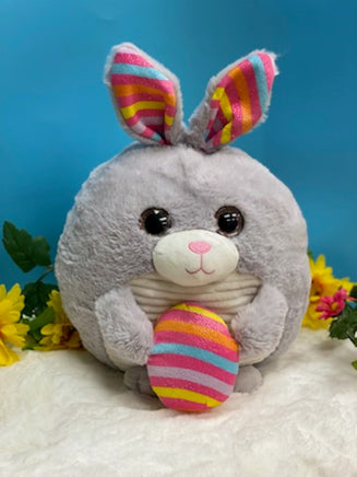 Plush Gray Bunny with Easter Egg