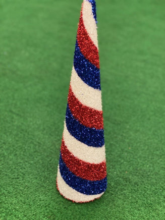 18" Patriotic Striped Cone Tree Decor