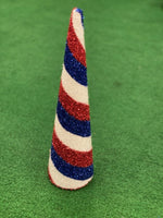 
              18" Patriotic Striped Cone Tree Decor
            