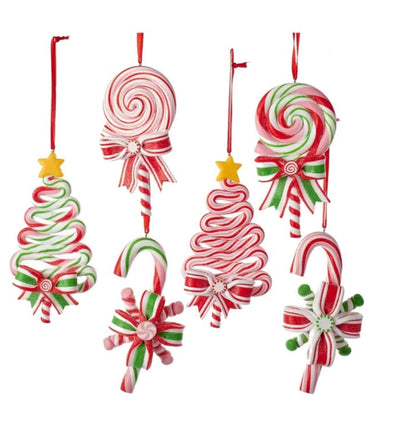 6 PC Set-Peppermint Candy Lollipop Ornaments