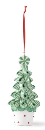 Set of 3- Ribbon Candy Christmas Tree Ornaments