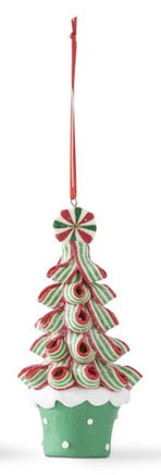 Set of 3- Ribbon Candy Christmas Tree Ornaments