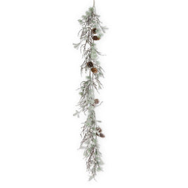 62" Glittered Twig w/Pine Berries and Pinecone Garland