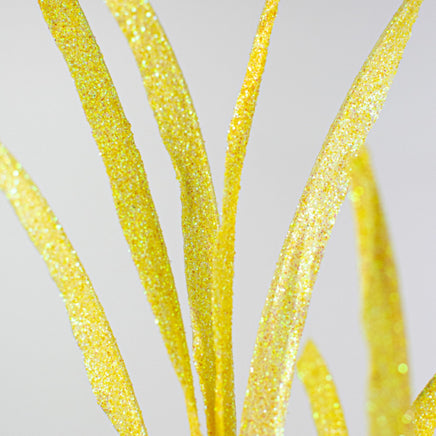 31" Glittered Bright Yellow Paper Grass Spray