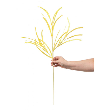 31" Glittered Bright Yellow Paper Grass Spray