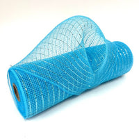 
              10" Light Blue Deco Mesh Wrap Metallic Stripes
            