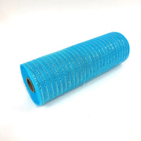 
              10" Light Blue Deco Mesh Wrap Metallic Stripes
            