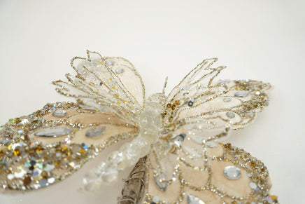 Pearl, Gold, and Silver Butterfly Clip Ornament