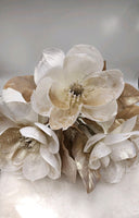 
              White & Beige Gold Glitter Flower Picks (Set of 3)
            