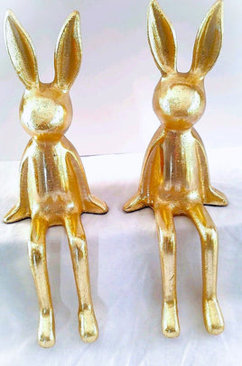 Gold Sitting Easter Bunnies- Set of 2