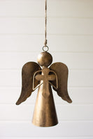 
              Antique Brass Angel Door Hanger Holding a Cross
            