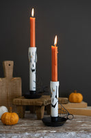 
              Set of 2- Painted Metal Ghost Taper Candle Holders
            